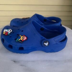CROCS Kids Royal Blue Clog Sandals with Character Charms